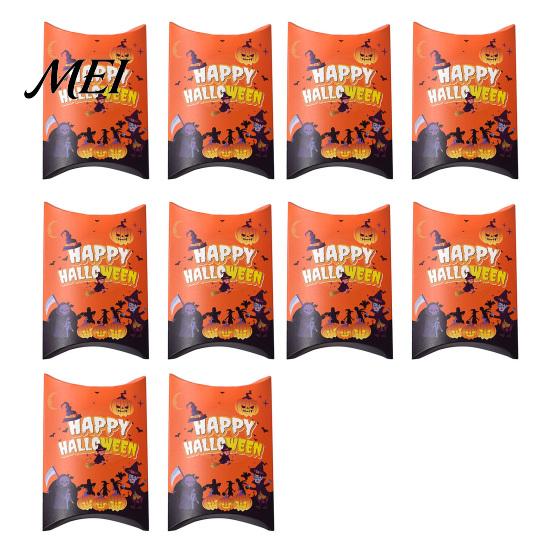 Holiday Paper Treat Bags 10 Pcs Halloween Cardboard Candy Boxes for Kids, Cute Trick or Easy Assemble Party Supplies Containers Snacks Cookie
