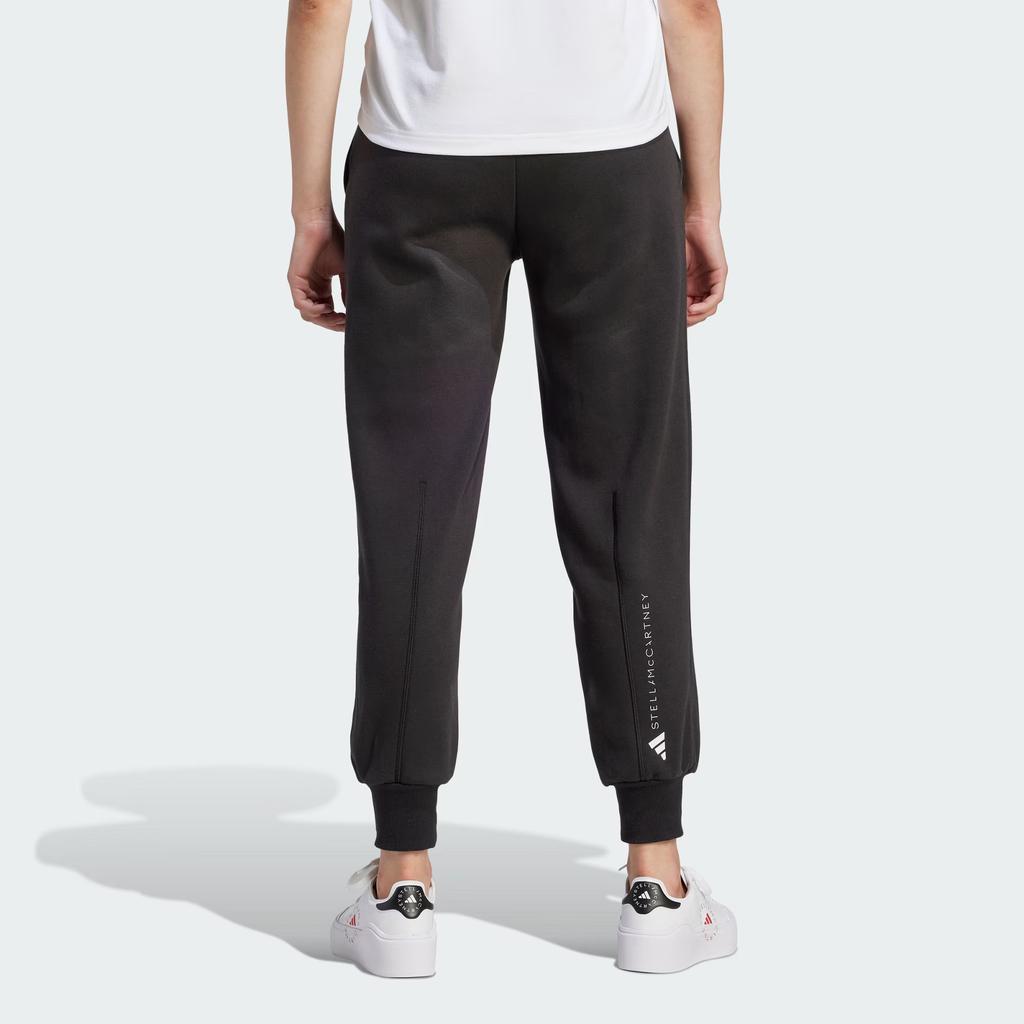 Adidas Stella McCartney Adidas X Stella McCartney Co-Branded Fleece Sweatpants With Letter Logo Print And Cuffed Ankles Women Bottoms Black IQ2638