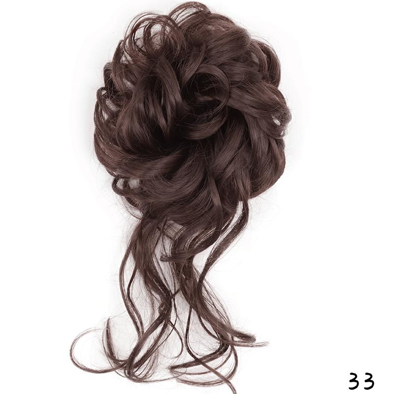 Synthetic Hair Bun Extensions Messy Curly Chignon Blonde Brown Donut Elastic Chignon for Women