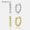 Стильные великолепные серьги-кольца из стерлингового серебра 925 пробы с позолоченным цирконием, женские простые ювелирные изделия