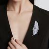 Rhinestone Feather Brooch for Women Men Faux Crystal Feather Lapel Safety Pin Collar Jewelry Accessory