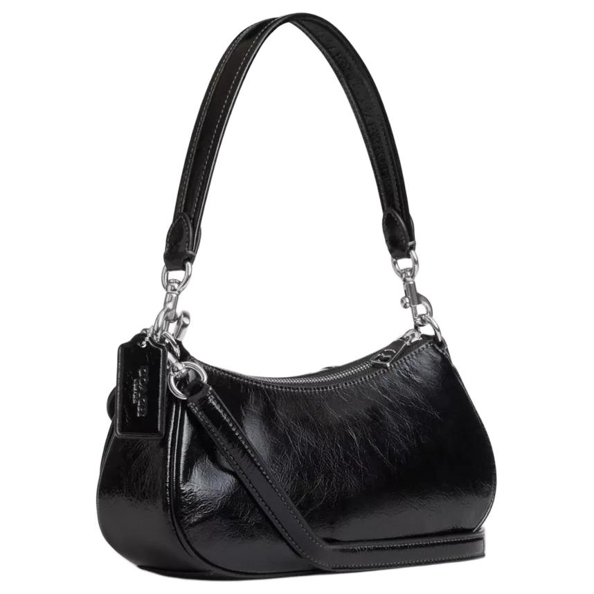 Coach Ashton 25 Silver Accessories Zipper Closure Leather Crossbody Shoulder Bag Medium Women Bags Black CBJ01-SVBK