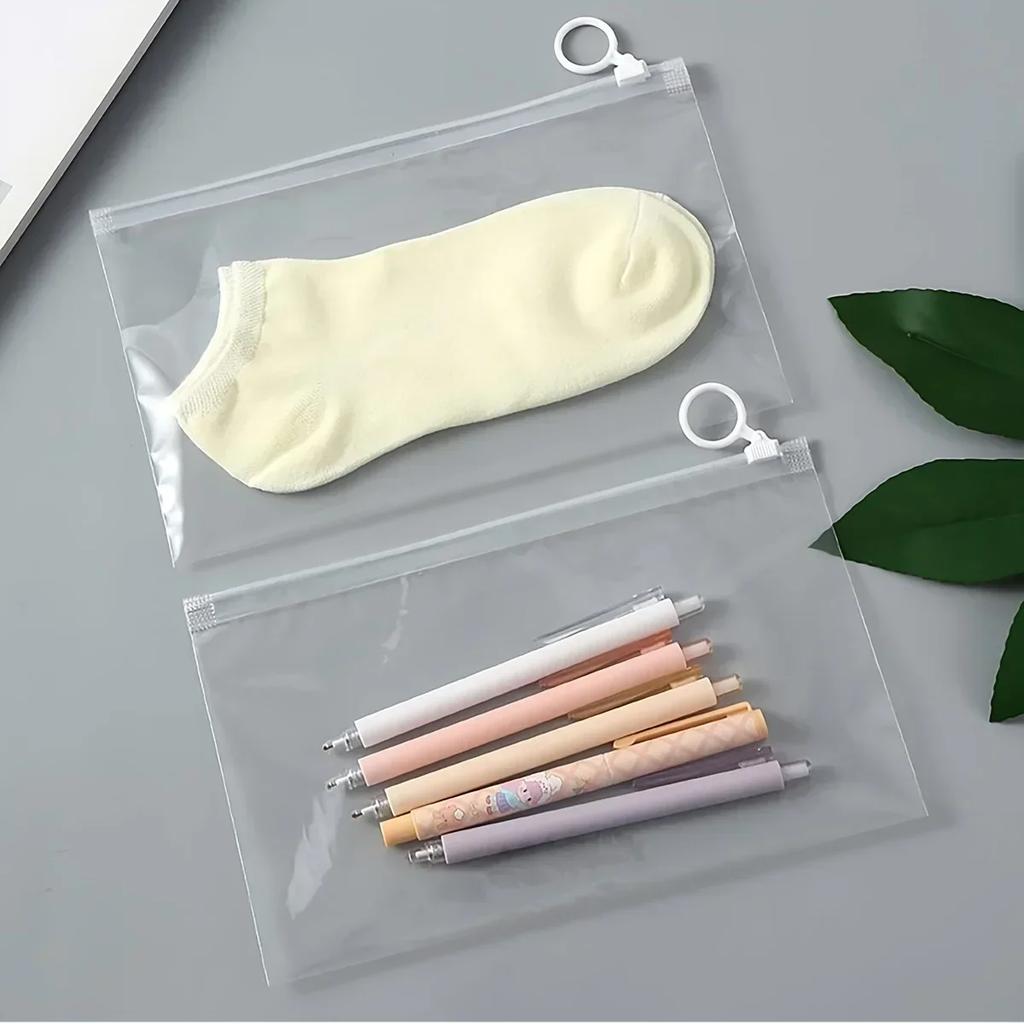 10pcs-translucent Storage Bag-daily Necessities for Stationery, Cosmetics, Travel and More Durable Waterproof Zipper Bags