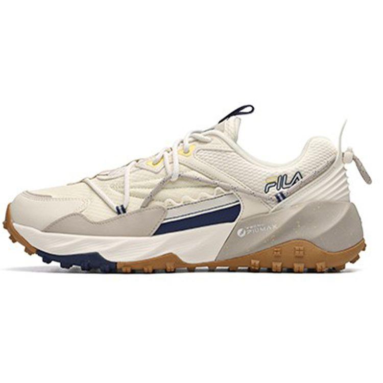 Fila Comfortable Fabric Shock Absorbing Wear Resistant Breathable Lightweight Low Top Running Shoes Men Sneaker Off-White A12M142208FWW