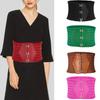 Elegant Wide Belt Triple Buckle Waist Belt Cummerbunds Waistband Elastic Waistband