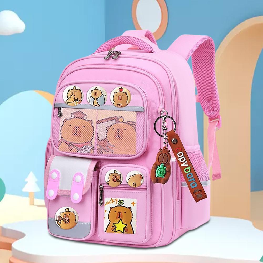 Capybara Kawaii Schoolbag Adjustable Strap Adorable Daypack Wear Resist Oxford Cloth Rucksack Travel Vacation Backpack