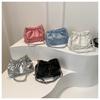 Trendy Ruched Faux Leather Bucket Bag for Women, Fashion Chain Shoulder Crossbody Hobo Purse, Casual Chic Handbag