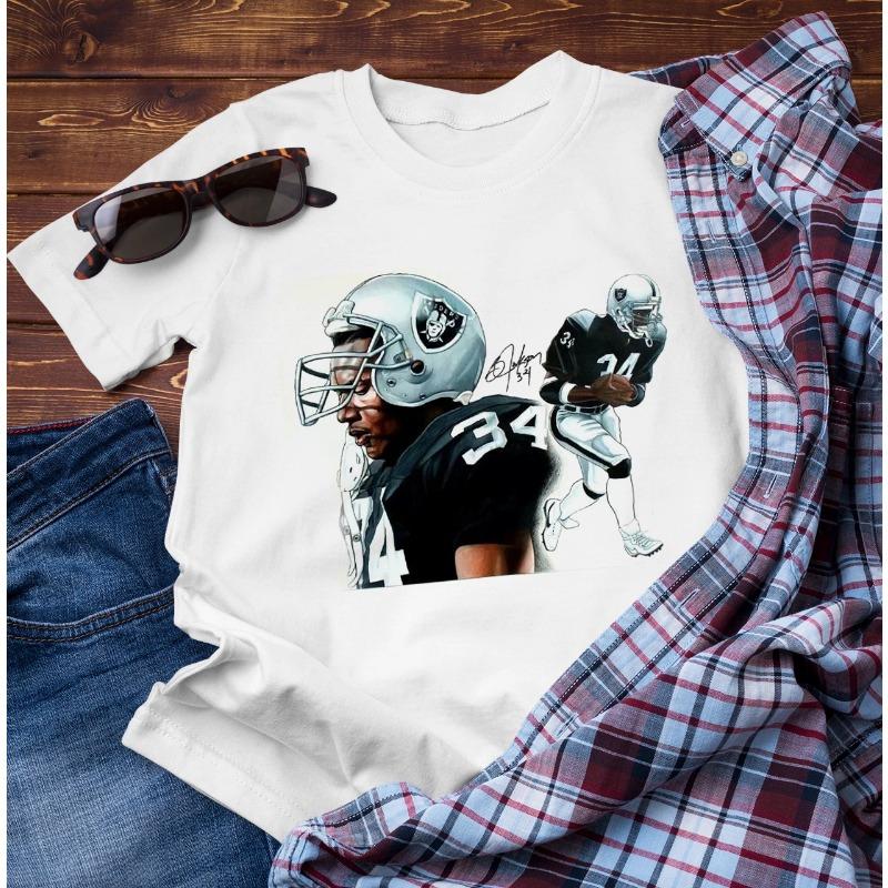 Футболка с узором Bo Jackson Bo Knows Raiders Интересный принт Короткий рукав Мужская Повседневная и удобная футболка