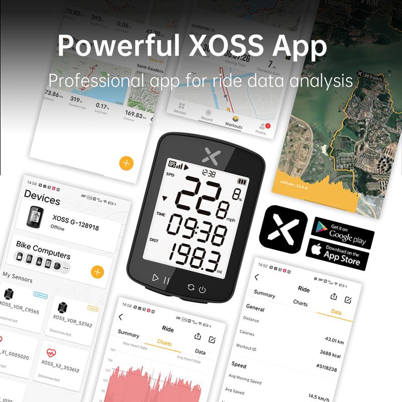 XOSS G2 GPS Велокомпьютер Умный Беспроводной Водонепроницаемый IPX7 Type-C Велосипедный Спидометр Одометр Велосипедный Компьютер Велосипедный Секундомер