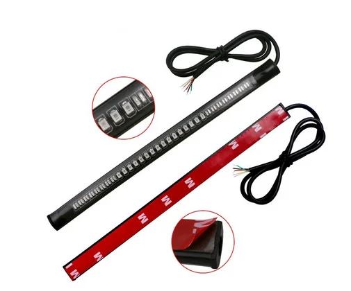 Гибкая светодиодная полоса для мотоцикла, задний указатель поворота, стоп-сигнал, лампа накаливания, стоп-сигнал 2835 3014 48 SMD, двухцветная