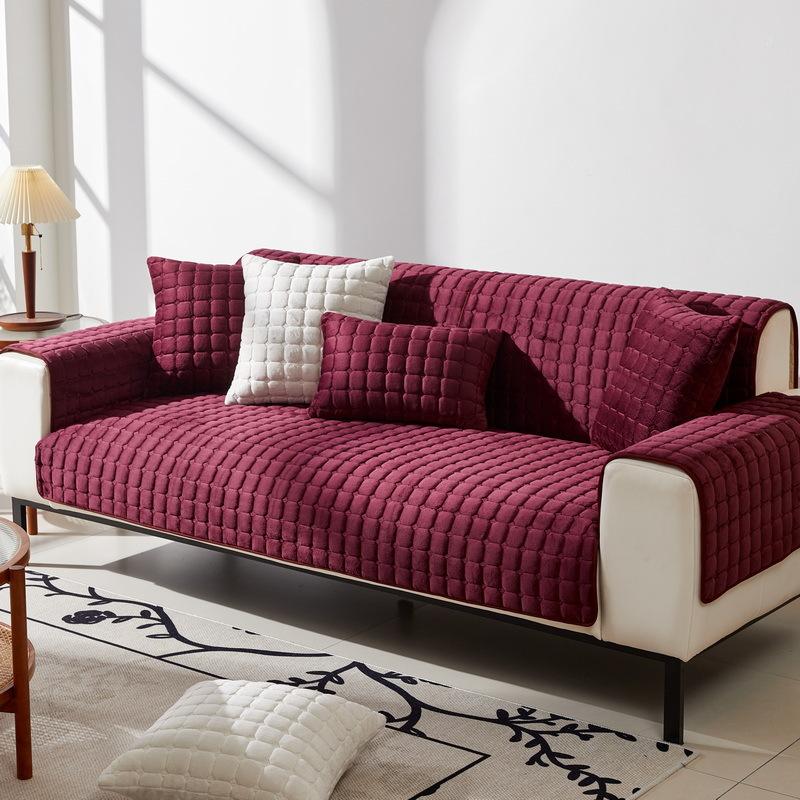 Универсальная плюшевая подушка для дивана на все четыре сезона, плюшевая кожа, нескользящая, утолщенная подушка, простой современный всеобъемлющий чехол на диван