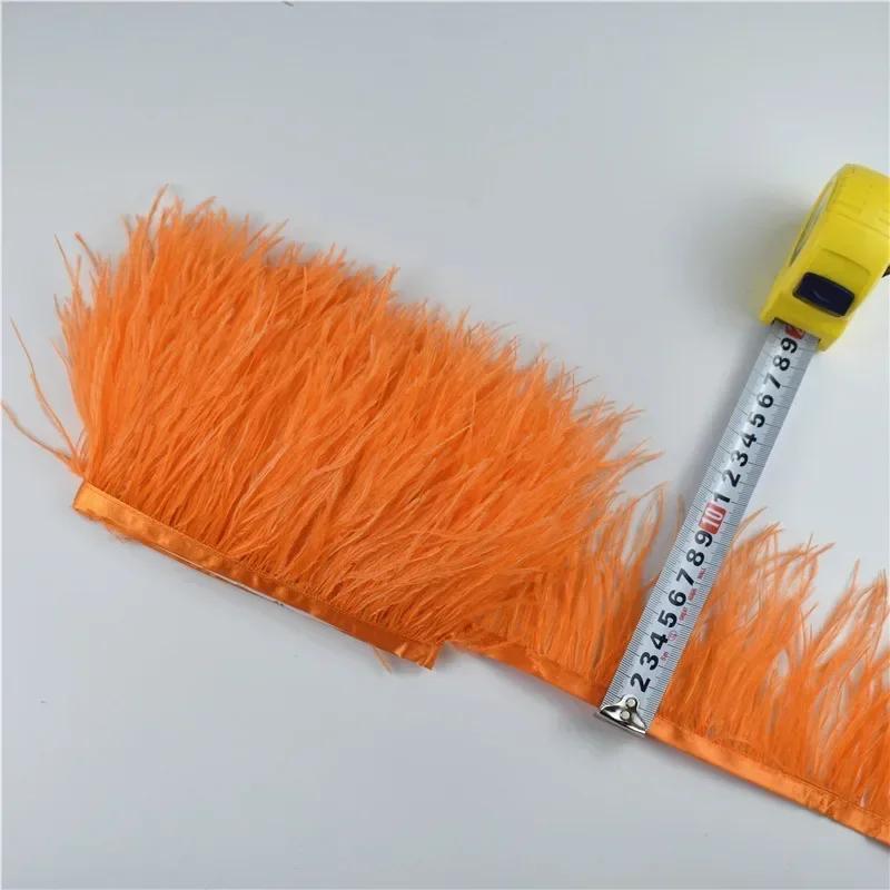 1Meters Leather Pink Ostrich Feathers Trim Trims Width 8-10cm Black Ostrich Feather Ribbon Clothing Wedding Feathers Decoration