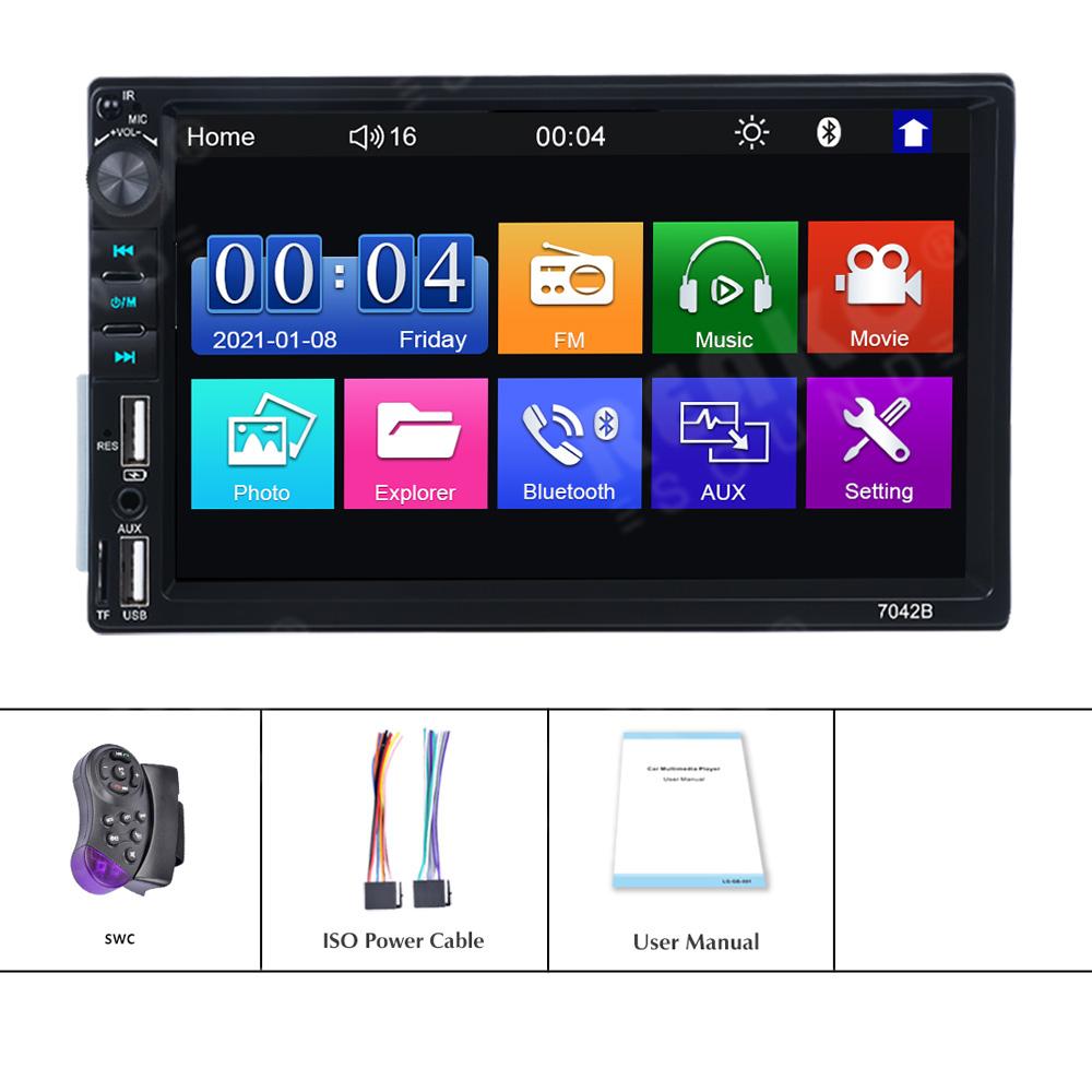 Double 2 Din 7inch Car Stereo Radio MP5 Bluetooth Touch Carplay USB Mirror Link for GPS Bilicar-7042