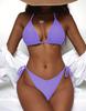 Женский купальник, сплошной цвет, сексуальный комплект бикини с треугольной лямкой и завязкой на спине, 5 цветов