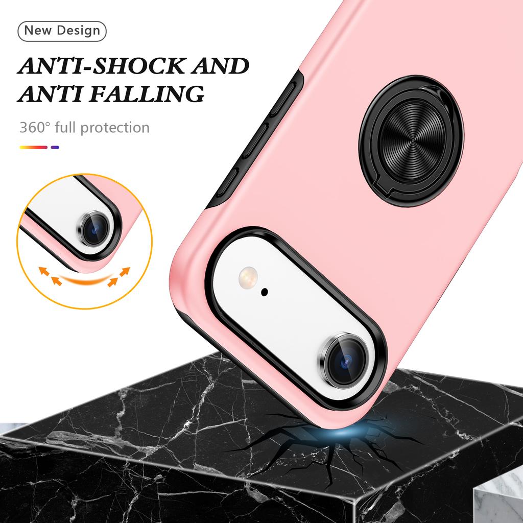 For iPhone 17 Air Case PC+TPU Phone Cover with Rotatable Ring Holder