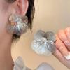 Romantic Elegant Hollow Flower Earrings Big Silver Exaggerated Flower Earrings  Jewelry Gifts