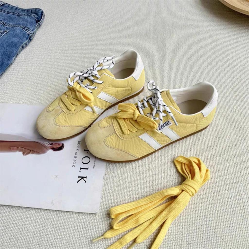 Ballet style color matching German training shoes women's 2025 new versatile lace-up fashion lightweight casual sports Forrest Gump shoes