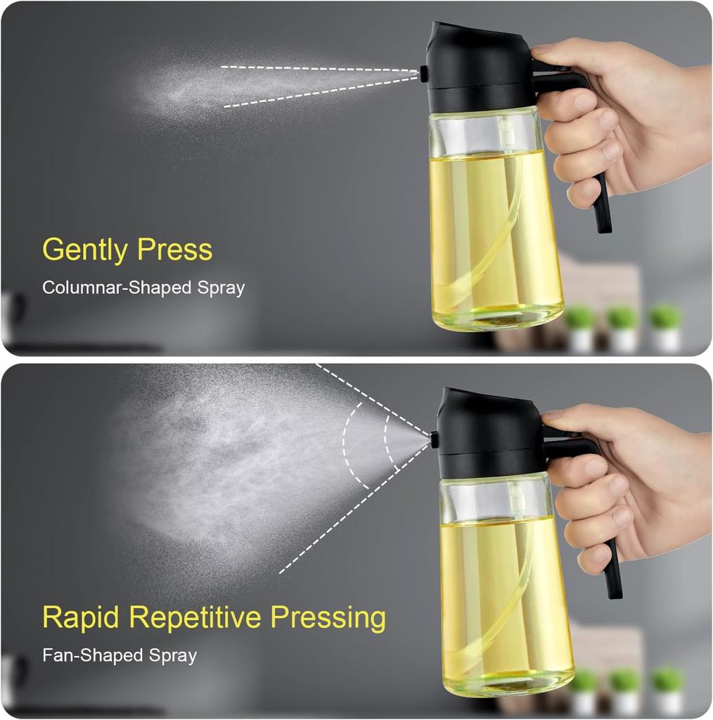 Oil Sprayer for Cooking 2 in 1 Spray  Pour Olive Oil Dispenser 470ml Glass Spray Oil Bottle Kitchen Gadgets