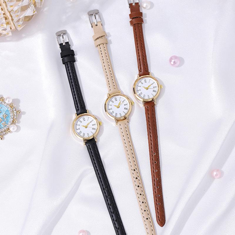 Retro Minimalist Women's Quartz Watch - Thin Leather Strap, Roman Numerals