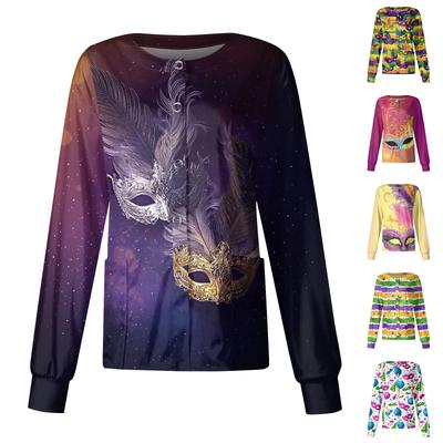 Женский повседневный кардиган с длинными рукавами, однобортный, с принтом, защитная одежда