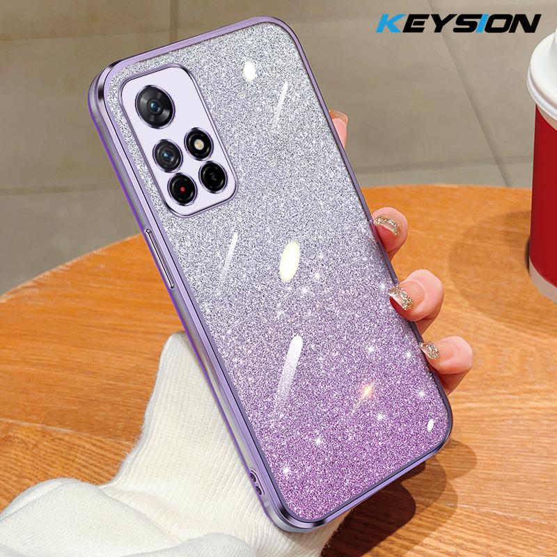 KEYSION Роскошный чехол-бампер с покрытием и блестками для Redmi Note 11 Pro 11S 5G 11 Pro+ 5G, прозрачный, из мягкого ТПУ, противоударный