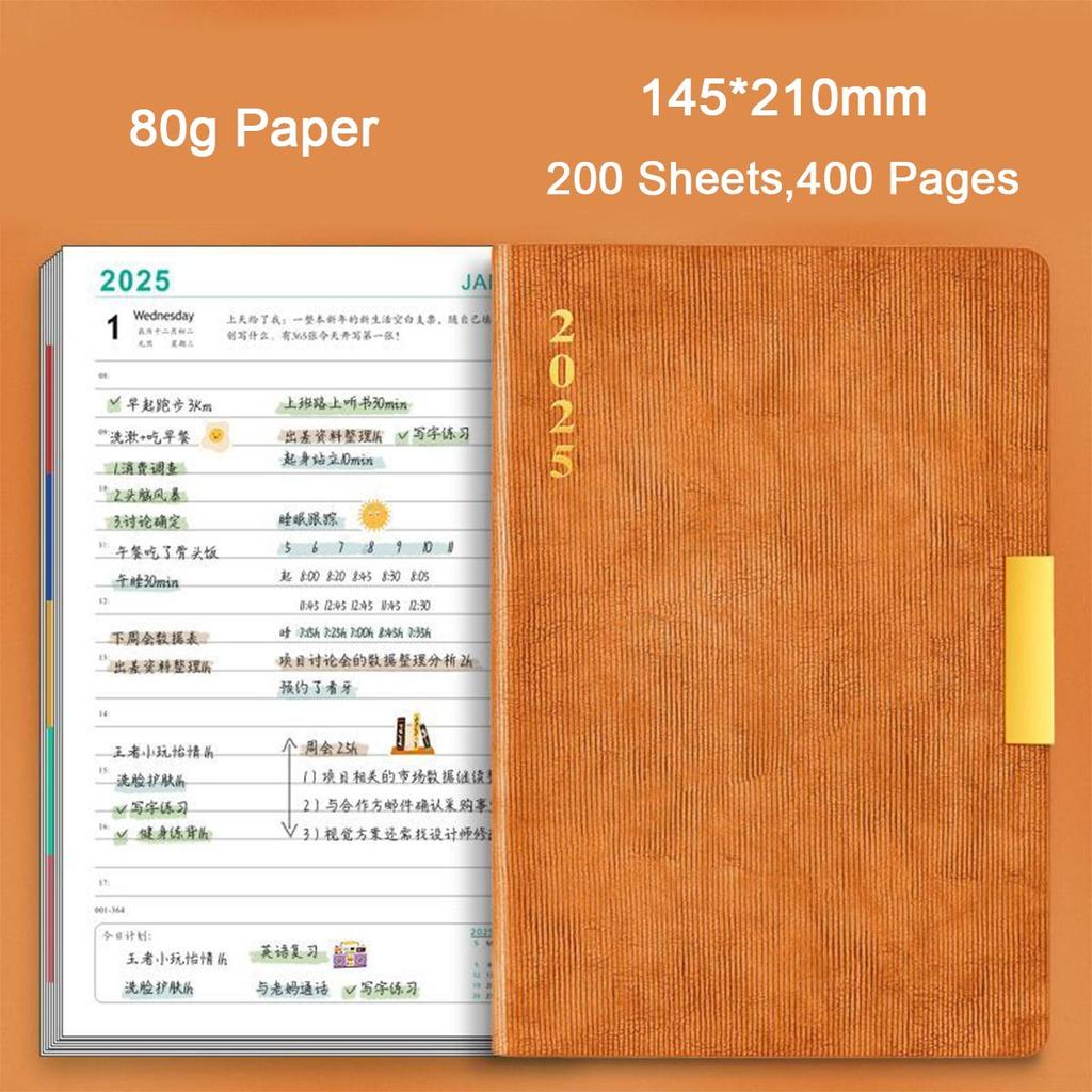 Расписание дел на 2025 год, ежедневник для студентов, утолщенный ежедневник, записная книжка, блокнот, тетрадь, памятка, 200 листов, 400 страниц