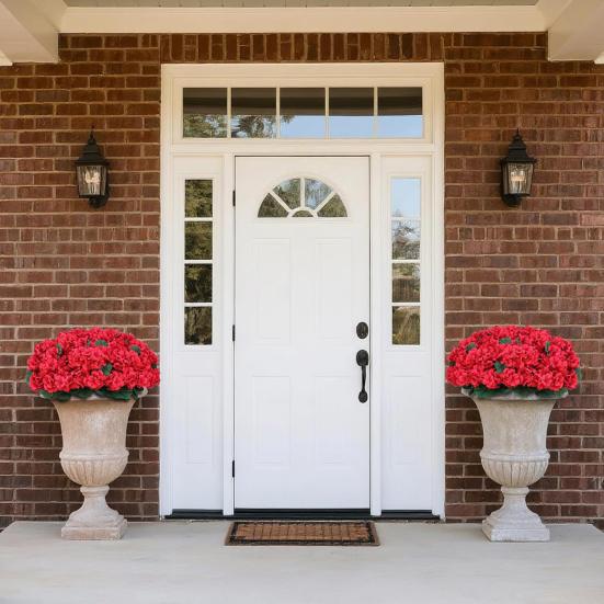 Искусственный горшечный цветок с зелеными листьями, реалистичный, устойчивый к УФ-лучам, искусственный шелковый цветок с горшком, для внутреннего и наружного сада, патио, балкона, бонсай-декорация