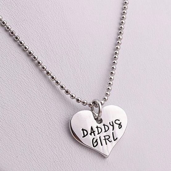 Daddy and Girl Love Heart Letters Pendant Necklace Keyring Set Key Chain Jewelry