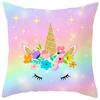 Nordic Unicorn Printed Peach Leather Velvet Pillowcase Cute Pink Horse Rainbow Cartoon Sofa Pillowcase
