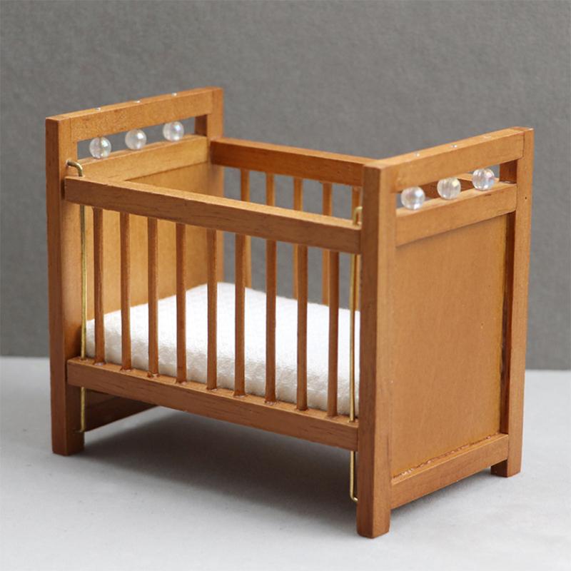 Hot,1:12 Dollhouse Miniatures Wooden Mini Furniture Children Room Cot Dollhouse Miniature Accessories