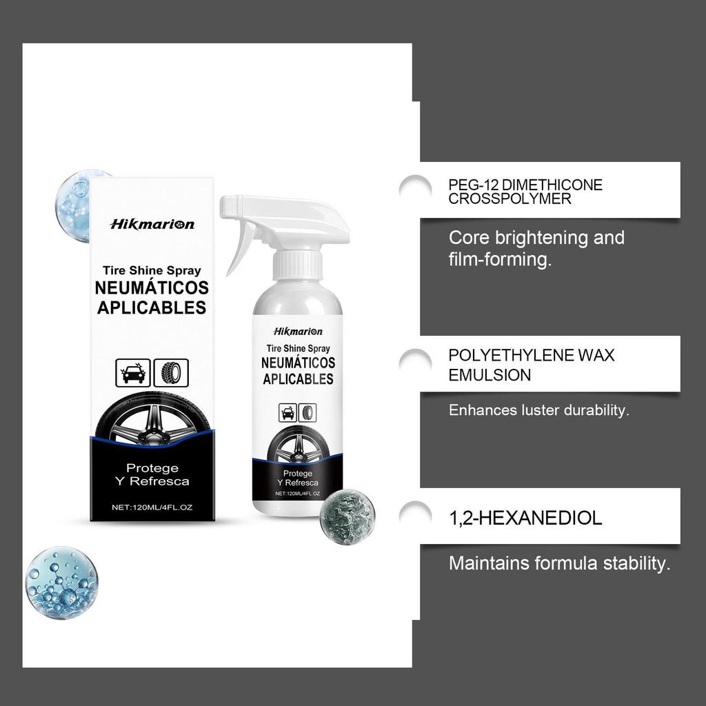 Hikmarion Tire Shine Spray: Ideal for Daily Car Wash & Tire Care