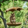 Кормушка для птиц SquirrelBird с зонтиком, симпатичная белка, держащая зонтик, дизайн кормушки для птиц - для декора сада и двора, для любителей птиц, мужчин и женщин, подарки