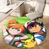 1 шт. Круглый ковер Pokémon Пикачу и друзья - Коврик под стул с аниме-дизайном, Подарок для офиса, Сезонный декор, Подходит для дома, гостиной
