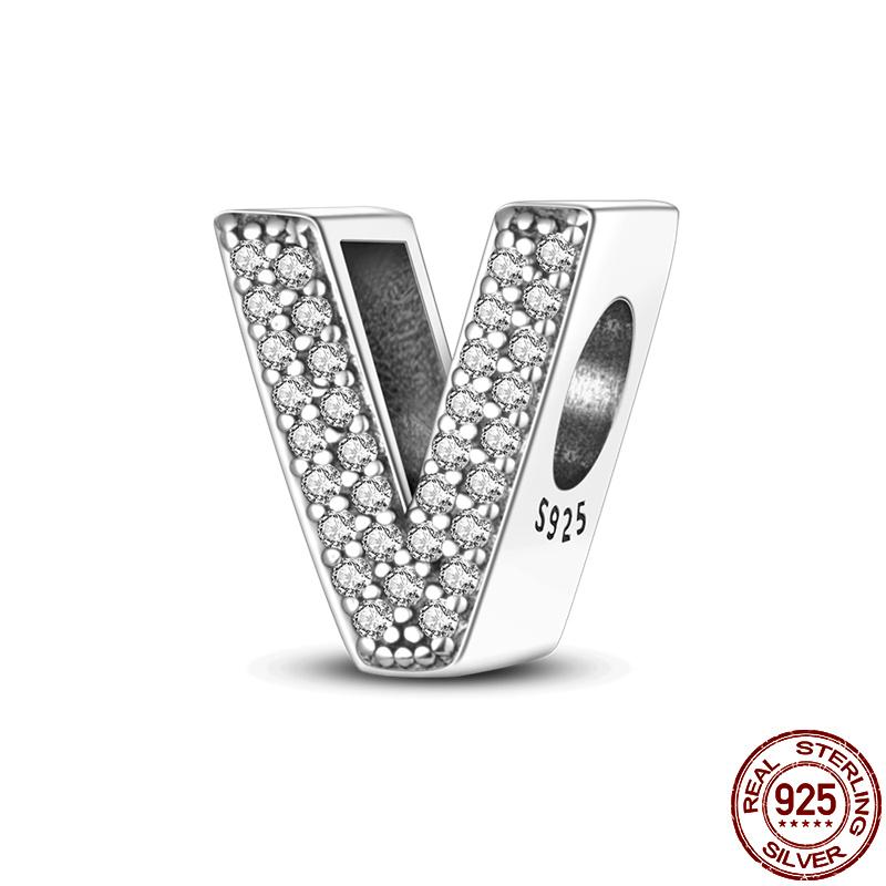 Silver 925 Charms Original Fit Original Bracele Silver Classic 26 Letters Beads Diy Charm For Women Jewelry