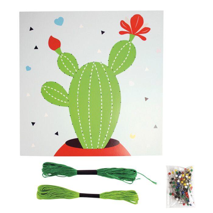 String Art Cactus Stretched Thread Picture 21 X 21 Cm