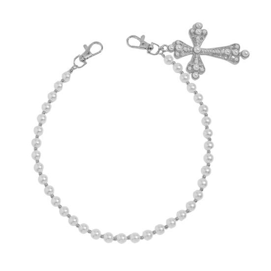 Pants Chain Faux Pearls Metal Flower Decor Wallet Chain Multi-layered Design Hip-hop Style Wallet Chain Wearable Art Accessory