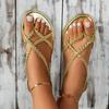 Fashion Women's Braided Flat Sandals Casual Clip Toe Summer Shoes Lightweight Elastic Band Sandals Gold Silver Footwear