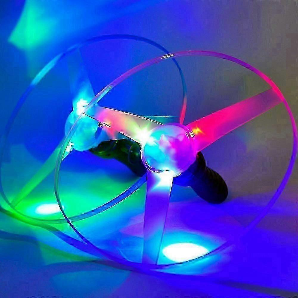 Set of 3 LED Flying Disc Toys with Propeller and String for Outdoor Fun - Perfect for Kids Games