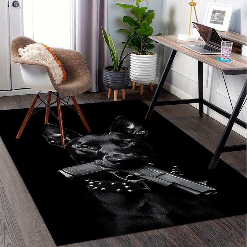 Black Dog Chair Mat: Office Carpet, Oversized Rug for Home Decor, Sofa Mat, Desk Protector, Gift Idea for Any Room