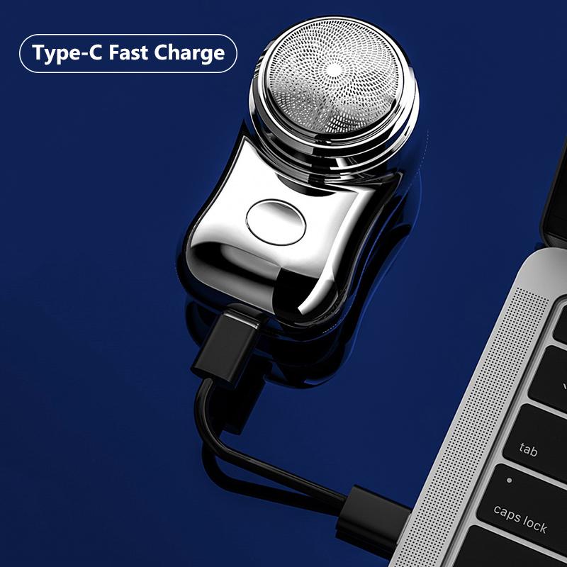 Мини-электробритва с зарядкой через USB, портативный высокоскоростной мотор, моющийся для мужчин, 100 мАч, для путешествий, Type-C, быстрая зарядка, поддержка перезарядки