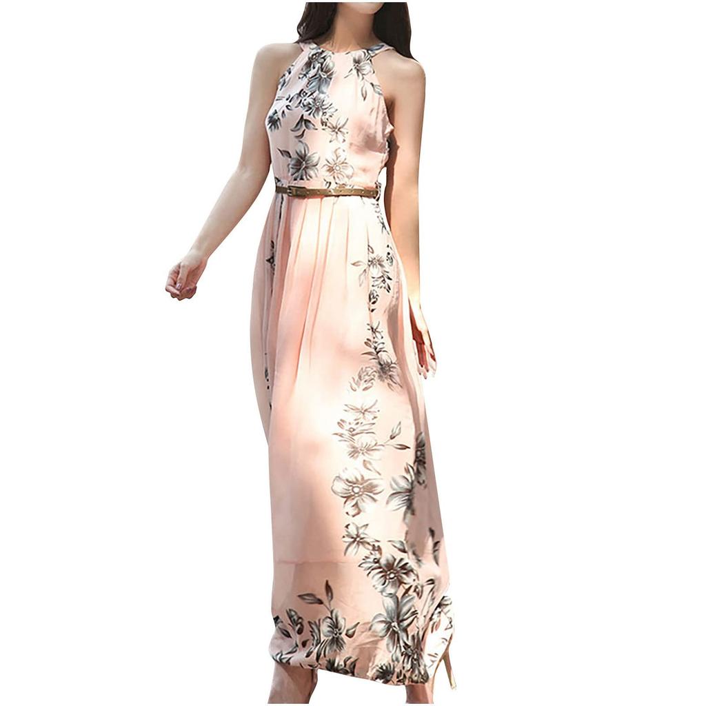Женское летнее модное сексуальное летнее длинное платье без рукавов с принтом