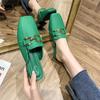 Fashion 2024 Spring Summer Women Mules Shoes Brand Slippers Fashion Round Toe Bowknot Baotou Straw Plaited Article Fisherman Slippers