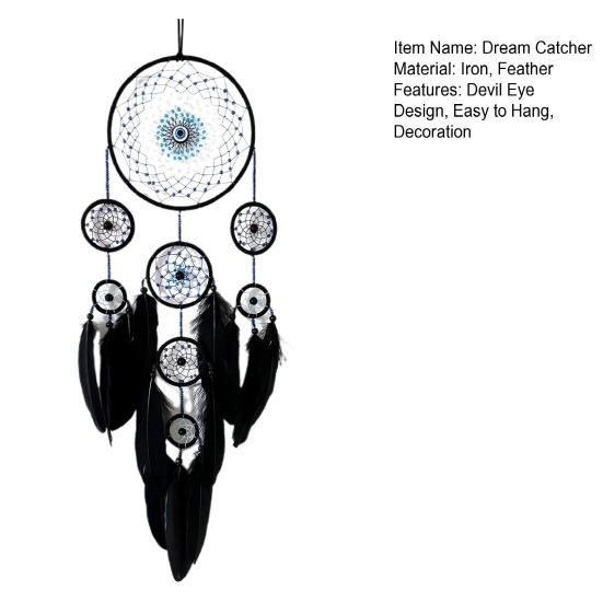 Ловец снов с перьями в виде дьявольского глаза для домашнего офиса, гостиной, спальни, настенное искусство, ручная работа