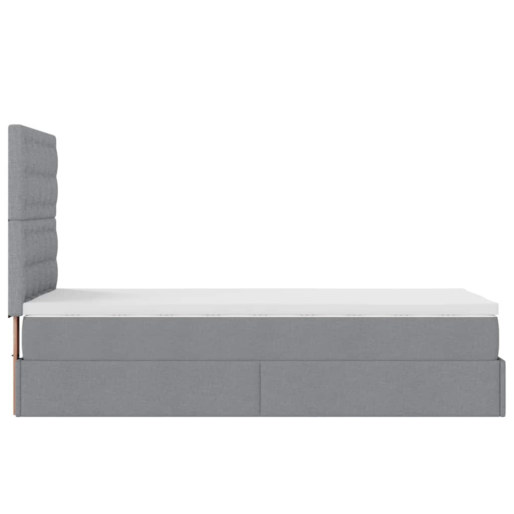 Ottoman Bed with Mattress & LEDs Black 100x200 cm Fabric