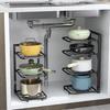 Полка для кастрюль Многослойная полка для хранения кастрюль Кухонная полка из нержавеющей стали Раковина Стойка для хранения кастрюль и сковородок Многослойная бытовая полка для хранения кухонного пространства Экономия места