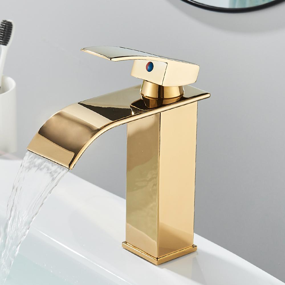 Quyanre Matte Black Waterfall Basin Faucet Single Handle Mixer Hot Cold Water Basin Crane Tap For Bathroom Wash Basin Mixer Tap