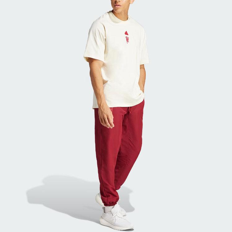 Adidas Манчестер Юнайтед Lifestyle Спортивная футболка с круглым вырезом и короткими рукавами Мужские топы Off-White IA8552