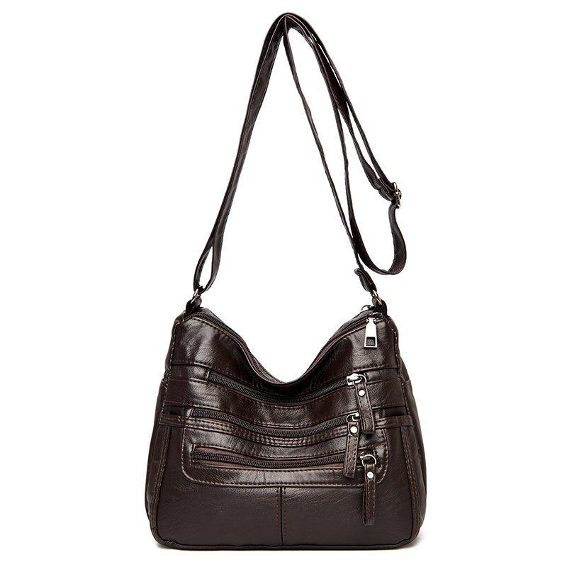 Women's Soft Leather Large Capacity Shoulder Bag Crossbody Bag for Middle-Aged Mother Bag