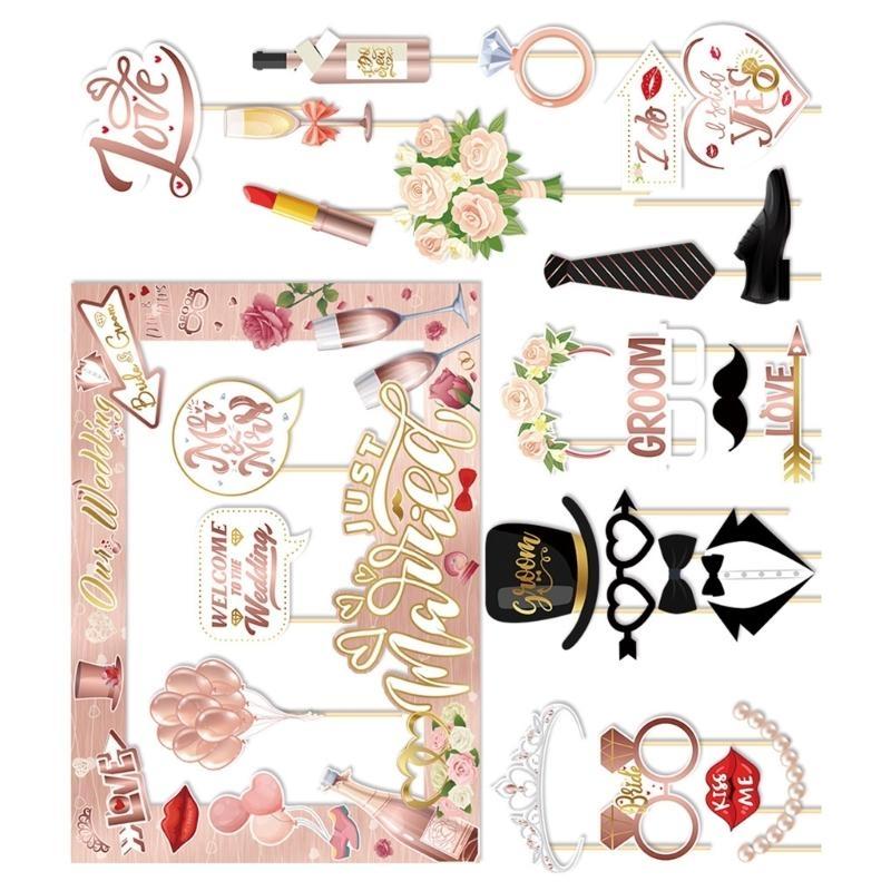 Свадебные Принадлежности Набор Реквизита и Рамка для Фотобудки для Запечатления Особого Момента Забавная Декорация Заднего Фона для Селфи