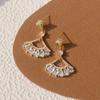 Exquisite Copper Inlaid Zirconium Hollow Fan Earrings 14K Real Gold Electroplating Women's Prom Party Earrings Korean Jewelry